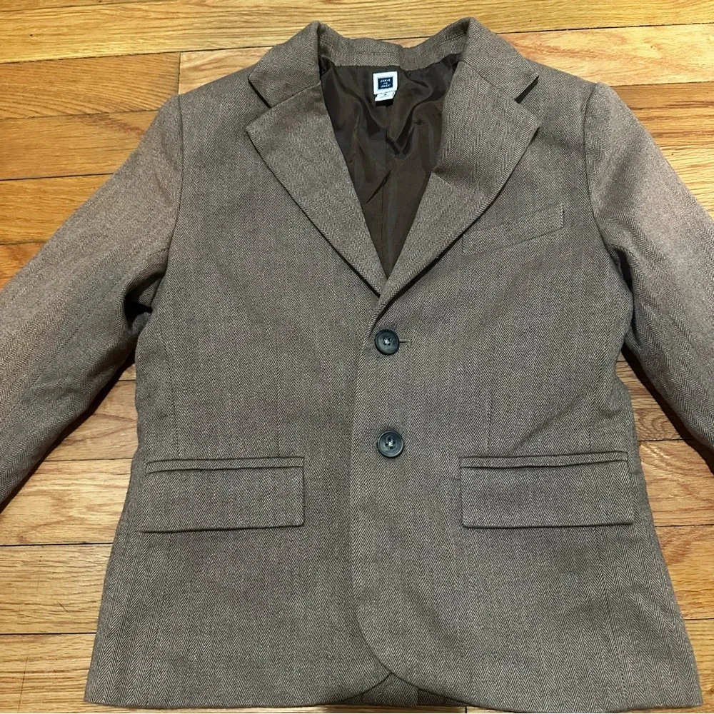 Janie And‎ Jack Boys Brown Herringbone Lined Blazer 6